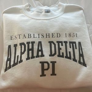 Alpha Delta Pi white crewneck, size medium